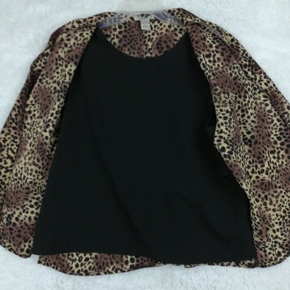Notations Womens Blazer Cheetah Print‎ Undershirt Button Front Stretch XL - Picture 6 of 10